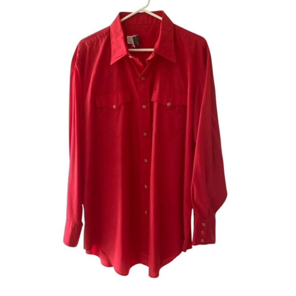 Vintage H Bar C Red Button-Up Shirt California Ranchwear with pearl button snaps